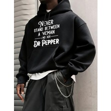 Never Stand Between A Woman Desenli Erkek Basic Kapüşonlu Üst Günlük 14 Renk Sweatshirt Polar
