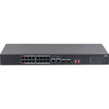 Kaia Life Dahua S3218-16ET-135, 16 Port, Megabit, Poe 135W, 2 Port Gigabit Uplink, 2 Port Gigabit Sfp, Longe Range 250MT, Yönetilemez, Rack Mount Switch