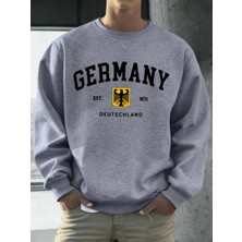 Almanya Deutschland Ulusal Amblem Baskı Erkekler Kazak Moda Polar Kazak Retro Rahat Uzun Koll