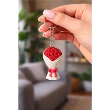 MisterionStudio Buket Gül Anahtarlık Figür Tatlı Şirin Görsel Kaliteli Baskı