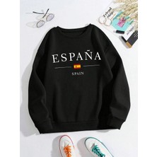 Ispanya Ispanya Bayrağı Tasarım Bayan Y2K Tişörtü Tüm Maç Gevşek Kazak Sonbahar Polar Sokak Ş