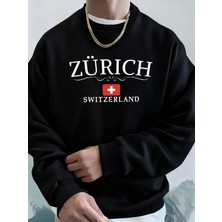 Zürih Isviçre Mektup ve Bayrak Baskılar Üstler Unisex Sıcak Sokak Spor Giysileri Gevşek Rahat