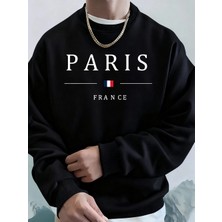 Paris Fransa Bayrağı Baskılı Erkek Kapüşonlu Üstleri Sonbahar Büyük Beden Sweatshirt Hip Hop