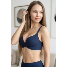 Pijama Evi Lacivert Ribfit Balensiz Rib Dokulu Sütyen – Toparlayıcı, Ayarlanabilir Askı