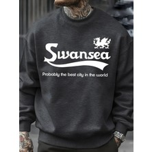 Swansea En Iyi Şehir Mektup Tasarım Erkek Kazaklar Vintage Kazak Rahat Yumuşak Giyim Polar Hi