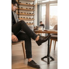 Enoch Hakiki Deri Siyah Dokulu ve Brogue Detaylı Bağcıklı Klasik Erkek Ayakkabı