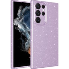 Zore Galaxy S22 Ultra Kılıf Kamera Korumalı Simli Lüks Zprb Koton Kapak-Lila