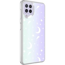 Zore Galaxy A22 4g Kılıf Zprb M-Blue Desenli Kapak-Moon No4
