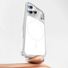 Zore iPhone 17 Pro Kılıf Zprb M-Safe Şarj Özellikli Şeffaf Kamera Kontrol Butonlu Lugano Kapak - Beyaz