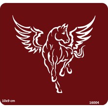 Airbrush Tattoo Uçan Kanatlı At Yapışkanlı Stencil Süsleme ve Boyama Kalıbı