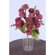 Yapay Çiçek Sitesi Yapay 15 Kafalı Top Krizantem Demeti 32 cm Bordo