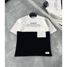 ModaSize Unisex Torba Cep Detaylı Parçalı T-Shirt - Siyah