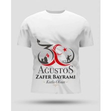 ModaSize 30 Ağustos Oversize Baskılı T-Shirt - Beyaz