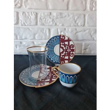 Konyax Olıvıa 6 Kişilik 18 Parça Türk Kahve ve Çay Takımı