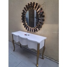 Bengi Ankara Mobilya Dresuar-Çalışma Masa 90586 St Bombe Model Güneş Ayna Kayın Aslan Ayak Beyaz Lake