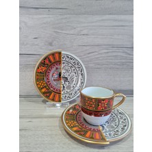 Konyax Winston Porselen 6 Kişilik 12 Parça Türk Kahve Takımı