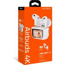 Gunkes Fulltech FB13 Dokunmatik Ekran Gps Airbuds 4K Anc Enc Bluetooth Kulakiçi LCD Ekranlı