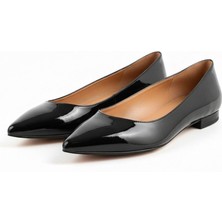 Ne&Ve Shoes Kahve Rugan Sivri Burun Kadın Şık ve Rahat Günlük Babet
