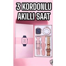 Akıllı Saat Amoled Ekran 3 Kordonlu Aksesuar Hediyeli Sesli Görüşme