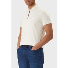 Tommy Hilfiger % 100 Pamuk Regular Fit Yarım Fermuarlı Polo Yaka T Shirt Erkek Polo Yaka T Shirt MW0MW41613 Z00