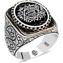 Fumeyabi Gümüş Süleyman Mührü Oval Erkek Yüzük