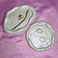 AhEs Shopping Ikili Sedefli Takı Tabağı Dekoratif Taş Tozu Süs Eşyası, Banyo Düzenleyici, Anahtar ve Mum Tabağı, Takı Çekim Standı, Sunum Tabağı