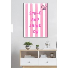 Safir Design Lüks Pembe ve Beyaz Dikey Çizgili Motivasyon Tablosu | Modern Çerçeveli Tablo