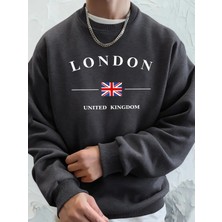 Londra Birleşik Krallık Bayrağı Desenli Erkek Üst Sokak Sporları Kapüşonlular O-Yaka Rahat Ti