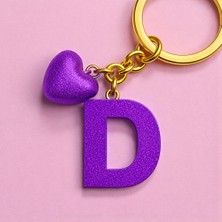 Scultore Kişiye Özel D Harf Kalp Detaylı Reçine Anahtarlık