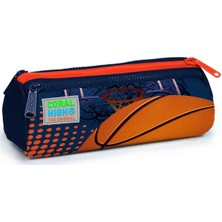 Braventa Collection High Turuncu Lacivert Basketbol Üç Bölmeli Kalem Çantası - Erkek Çocuk