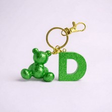 Scultore Kişiye Özel D Harfli Ayıcık Anahtarlık - Epoksi Tasarım Çanta ve Araba Anahtarlığı