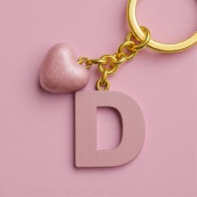 Scultore Kişiye Özel D Harf Kalp Detaylı Reçine Anahtarlık