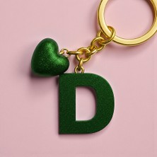 Scultore Kişiye Özel D Harf Kalp Detaylı Reçine Anahtarlık