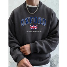 Oxford Birleşik Krallık Mektup ve Bayrak Baskılı Erkek Kapüşonlular Bisiklet Yaka Yumuşak Üst