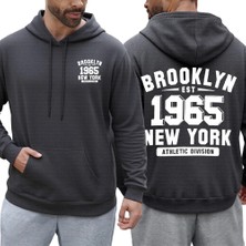 Brooklyn 1965 New York Baskılar Erkek Sonbahar Hoody Cep Rahat Kapüşonlular Çok Renkli Polar
