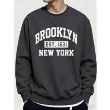 Brooklyn New York City Baskılar Kışlık Günlük Kapüşonlu Üst Erkek Polar Günlük Kazak Temeller