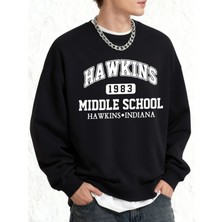 Hawkins Ortaokul Erkekler Için Baskılı Sweatshirt Oversize Kazak Sonbahar Sıcak O-Yaka Spor G