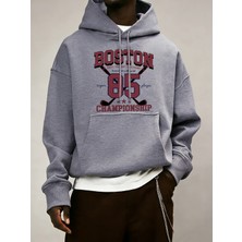 Boston 85 Oyuncular Şampiyonası Desen Erkekler Kapüşonlular Polar Gevşek Kazak Tüm Maç Trendy