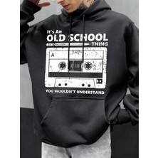 Eski Okul Tarzı Baskılı Erkek Kapüşonlu Sweatshirt Sonbahar Hip Hop Kapüşonlu Günlük Polar Sp