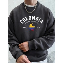 Kolombiya Güney Amerika Est 1810 Baskı Erkekler Için Bol Rahat Sokak Giyimi Spor Yumuşak Kapü