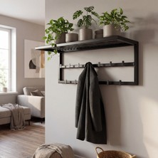 Gelişim Metal Dekoratif Demir Raflı Duvar Askısı - Metal Askılık - Elbise Askısı - Modern Design