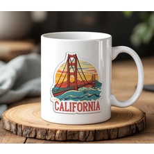 BB DESIGN California Tasarımlı Beyaz Seramik Baskılı Kupa Bardak 330 ml