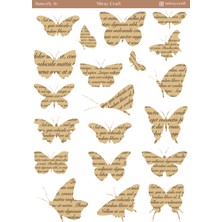 Miray Craft 1 Sayfa Kelebek Temalı Sticker – 12X17 cm Scrapbook, Bullet Journal, Planlayıcı Için