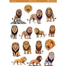 Miray Craft 1 Sayfa Aslan Temalı Sticker – 12X17 cm Scrapbook, Bullet Journal, Planlayıcı Için