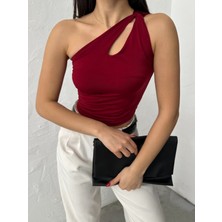 Qutta Kadın Omuz Burgulu Crop Bluz