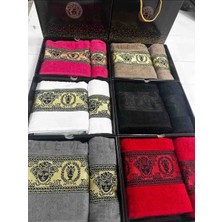 Evlium 2'li Kadife Jakarlı Logolu Plaj Havlusu