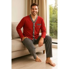 Tenra Erkek Pijama Takımı %100 Pamuk Boydan Düğmeli