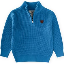 Cigit Selanik Triko Fermuarlı Kazak 2-11 Yaş Mavi