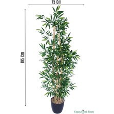 Yapay Çiçek Sitesi Yapay 4 Gövdeli Bambu Ağacı Premium Yoğun Yapraklı 195 cm Yeşil