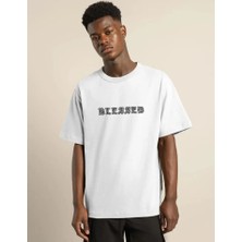 ModaSize Unisex Bisiklet Yaka Oversize Baskılı T-Shirt - Beyaz
